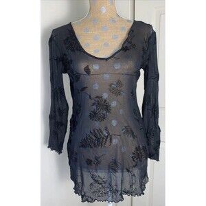 VtG Victoria's Secret sheer top Floral Whimsigoth Boho Medium Grunge Goth USA